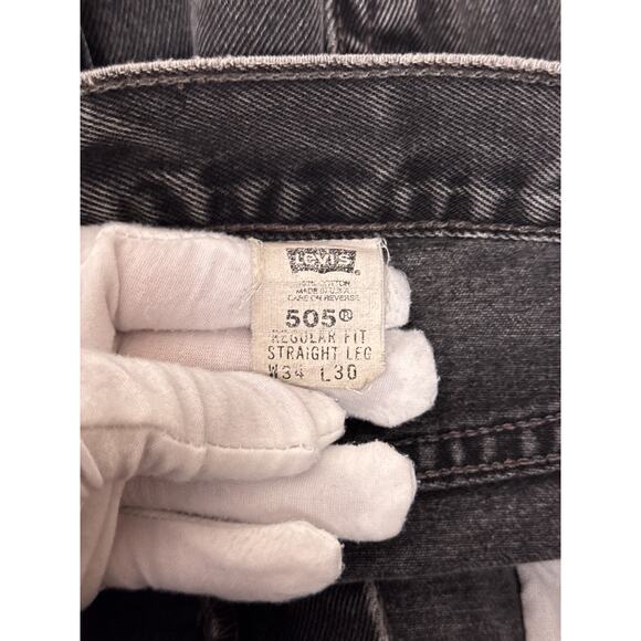 Vintage Levis 505 Jeans 34 in x 30 in Mens Made USA Relax Straight Black Denim - Picture 6 of 6